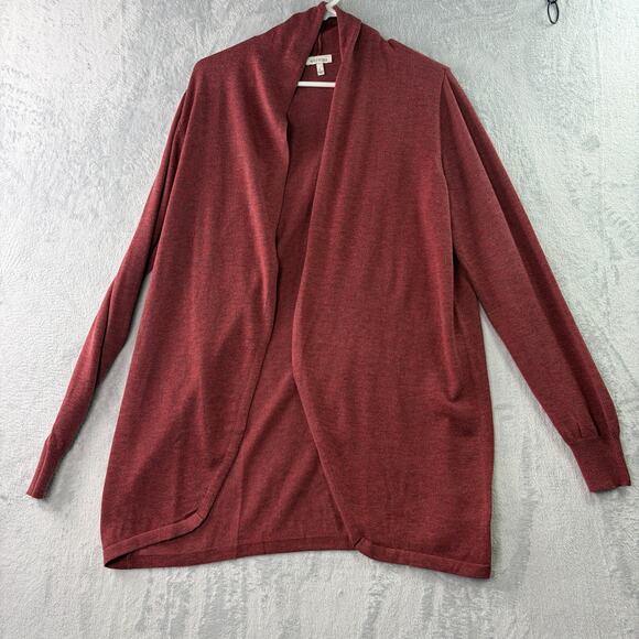 Ella Moss “Karla” Open Front Burgundy Cardigan Sweater • Size L - Picture 5 of 6